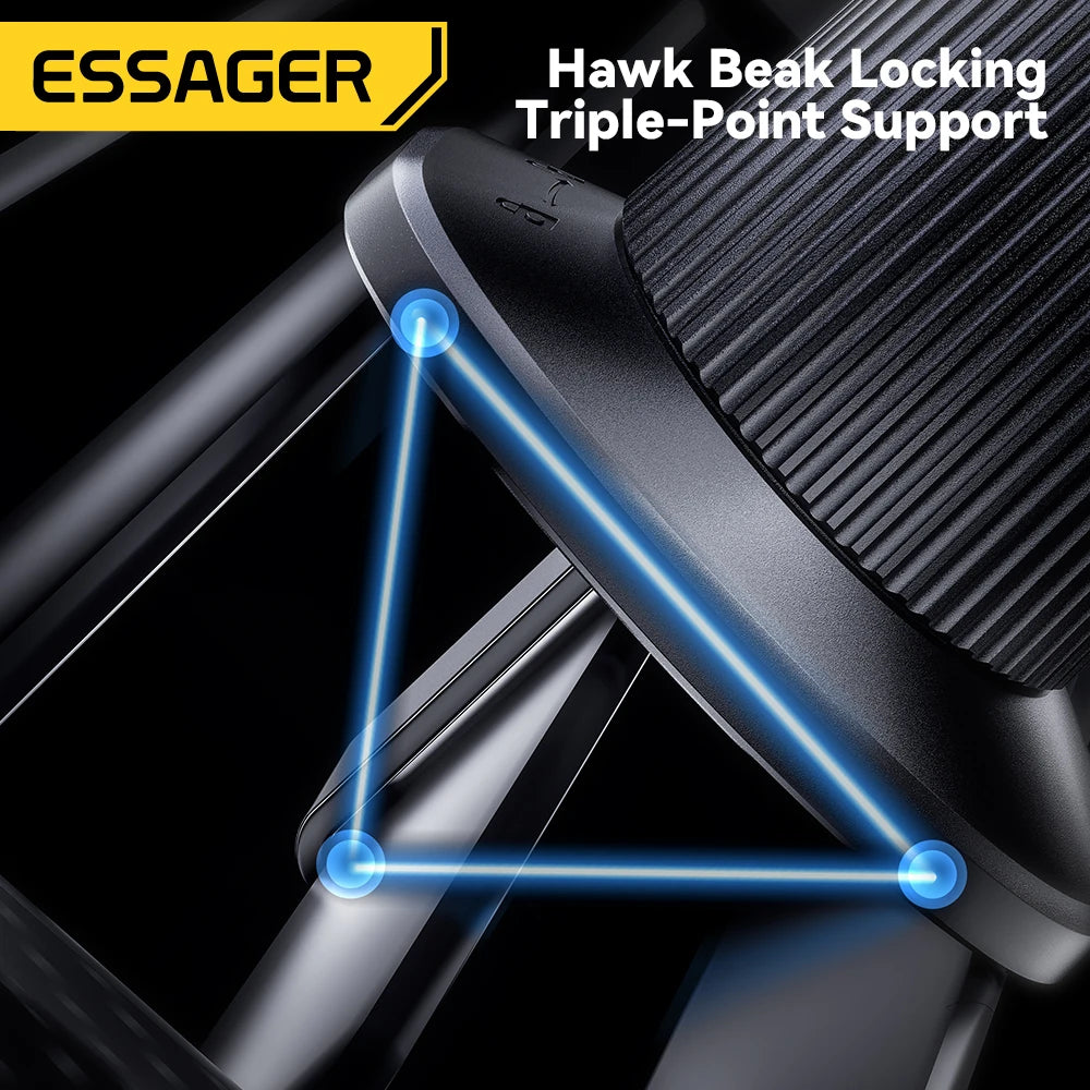 Essager Magnetic Car Phone Holder 15W Wireless Charger Stand For iPhone 17 16 15 14 Max Car Mount Charger for Magsafe LED Light