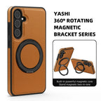 Luxury Leather Pattern Magnetic Stand Case For Samsung S25 S26 S24 S23 Ultra Plus S25 FE For Magsafe Shockproof Protection Case