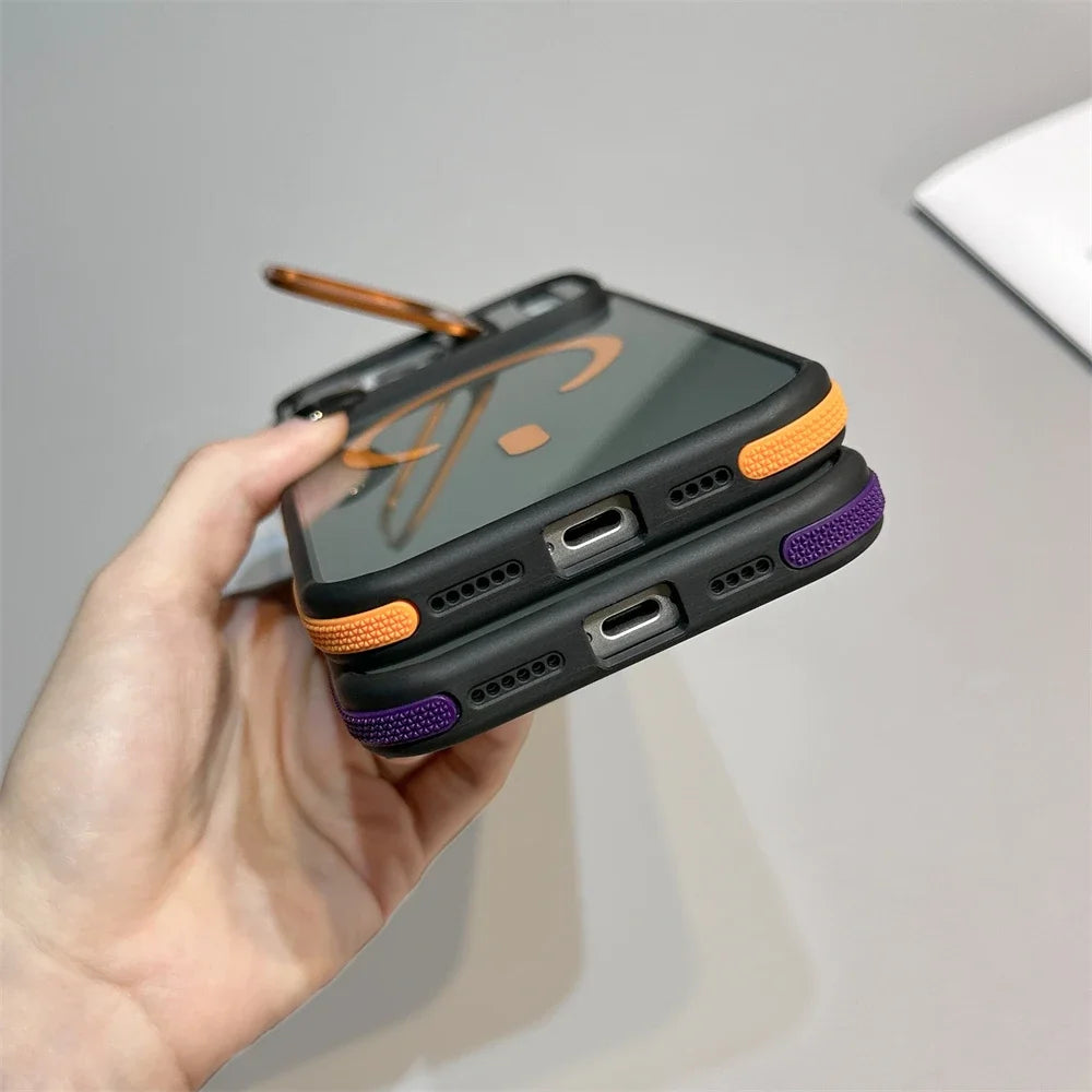 Luxury Matte Transparent For Magsafe Kickstand Stand Phone Case For iPhone 17 16 15 14 Plus 13 12 11 Pro Max Air Magnetic Cover
