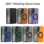Luxury Leather Pattern Magnetic Stand Case For Samsung S25 S26 S24 S23 Ultra Plus S25 FE For Magsafe Shockproof Protection Case
