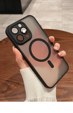 Magnetic Luxury Lens Protector Matte Translucent Case For iPhone 17 16 15 14 13 12 11 Pro Max For Magsafe Wireless Charger Cover
