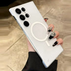 Ultra Thin Borderless magnetic Case for Samsung Galaxy S23 S22 S25 S26 Ultra S26 Plus Transparent Matte S24 Ultra PC Cover