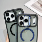 Luxury Matte Transparent For Magsafe Kickstand Stand Phone Case For iPhone 17 16 15 14 Plus 13 12 11 Pro Max Air Magnetic Cover