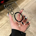 Ultra Thin Borderless magnetic Case for Samsung Galaxy S23 S22 S25 S26 Ultra S26 Plus Transparent Matte S24 Ultra PC Cover