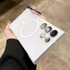 Ultra Thin Borderless magnetic Case for Samsung Galaxy S23 S22 S25 S26 Ultra S26 Plus Transparent Matte S24 Ultra PC Cover