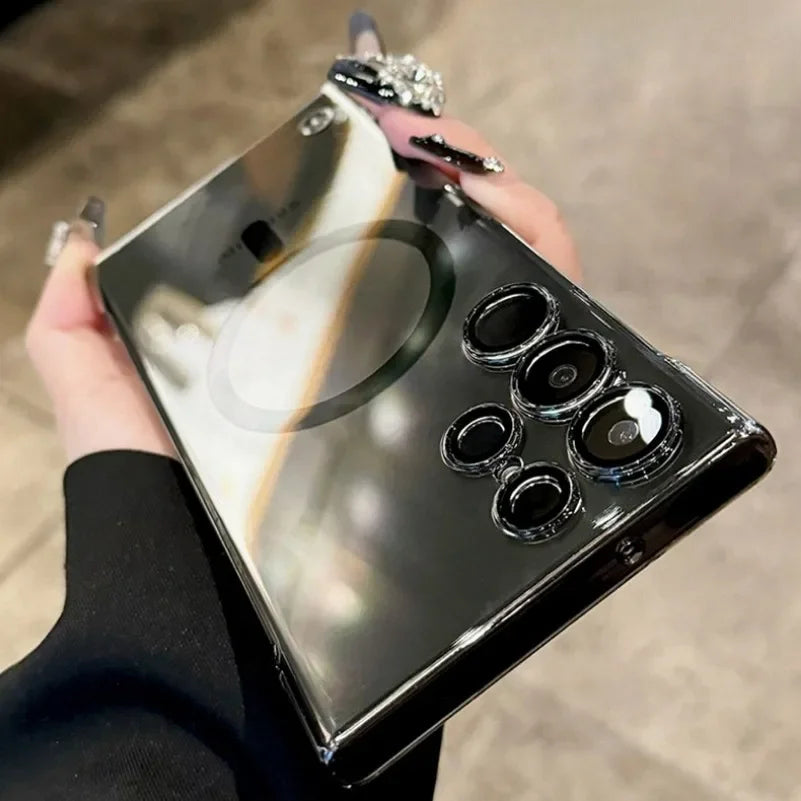 Ultra Thin Borderless magnetic Case for Samsung Galaxy S23 S22 S25 S26 Ultra S26 Plus Transparent Matte S24 Ultra PC Cover