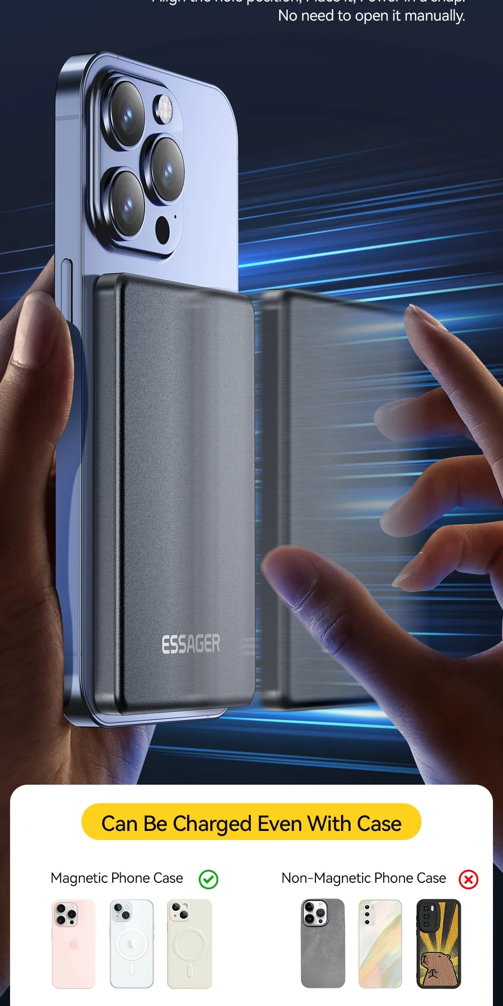 Essager 5000mAh MagSafe Power Bank for MagSafe iPhone 17, 16, 15 & 14