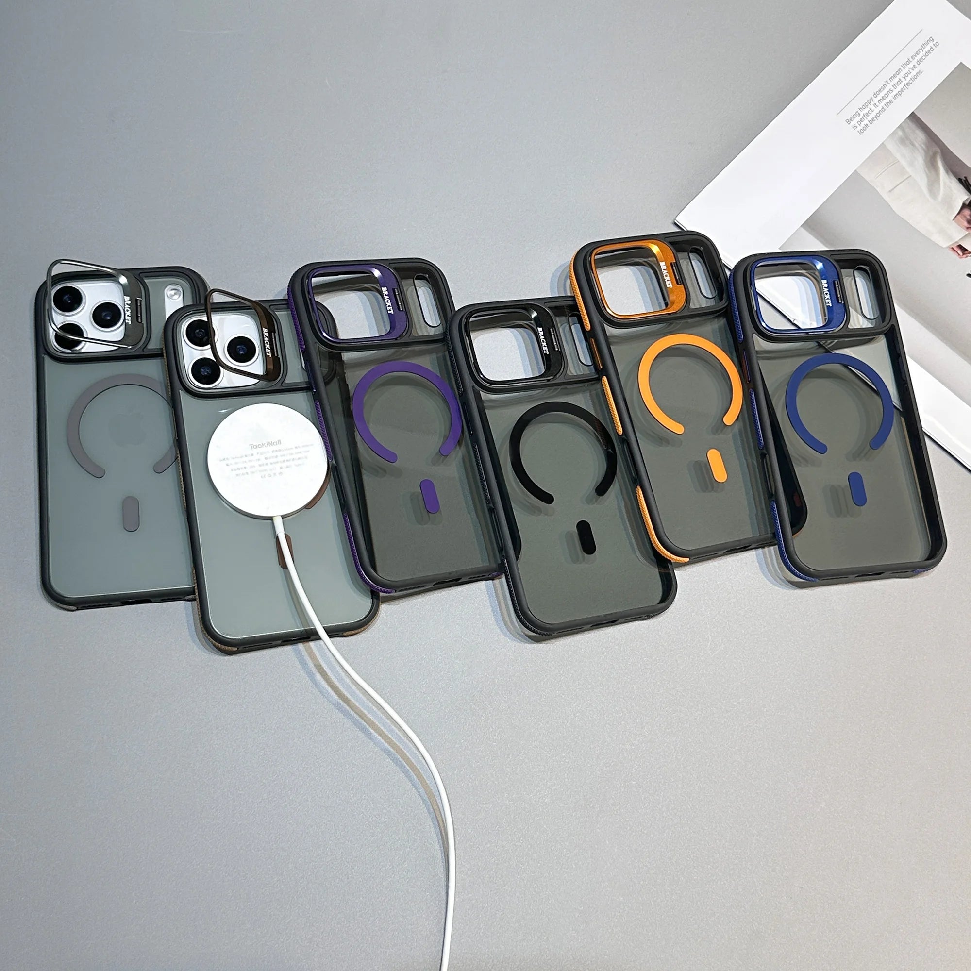 Luxury Matte Transparent For Magsafe Kickstand Stand Phone Case For iPhone 17 16 15 14 Plus 13 12 11 Pro Max Air Magnetic Cover