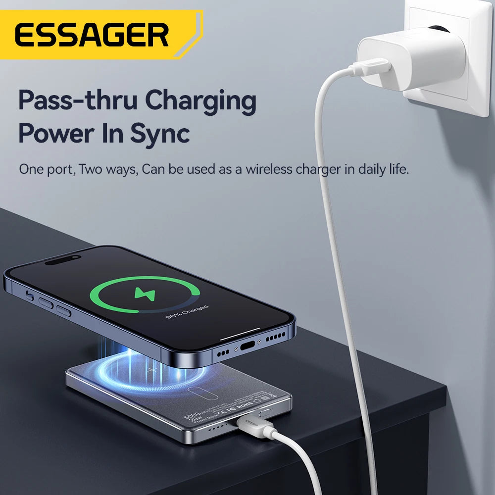 Essager 5000mAh MagSafe Power Bank for MagSafe iPhone 17, 16, 15 & 14