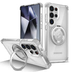 Rotating Magnetic Folding Stand Transparent Phone Case for Samsung S26 S25 Edge S24 S23 Plus FE S21 Ultra Armor Shockproof Cover