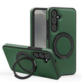 Luxury Leather Pattern Magnetic Stand Case For Samsung S25 S26 S24 S23 Ultra Plus S25 FE For Magsafe Shockproof Protection Case
